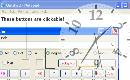 Demonstrating the click-through function