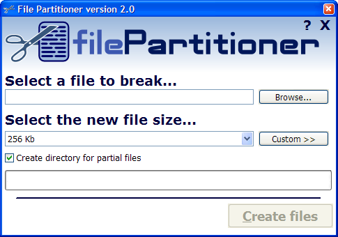 File Partitioner: break a large file into a set of smaller files.